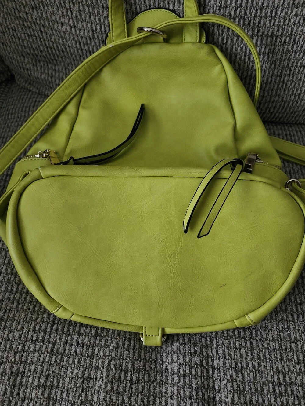 Lime Green Women’s Convertible Backpack Purse Faux Leather